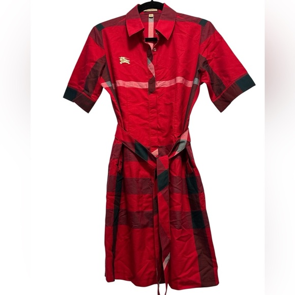 Burberry London England Red Checkered collar cotton dress - Picture 11 of 17